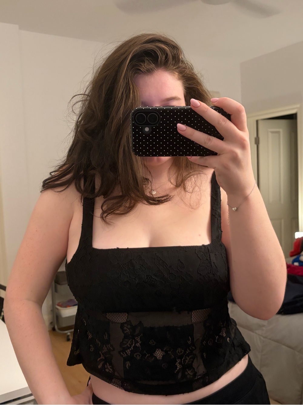 Edikted Black Lace Square-Neck Bandeau Top with Wide Straps